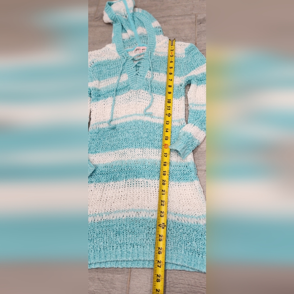 Victoria Secret Coverup Hooded Dress Blue And White Stripes S - Picture 3 of 8